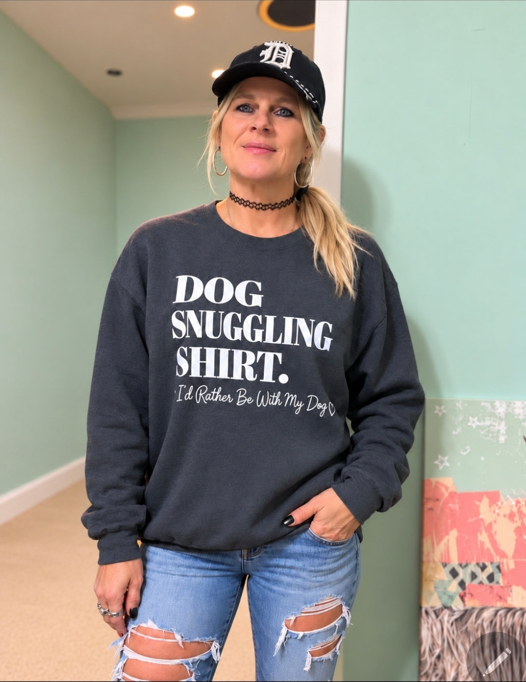 DOG SNUGGLING SWEATSHIRT