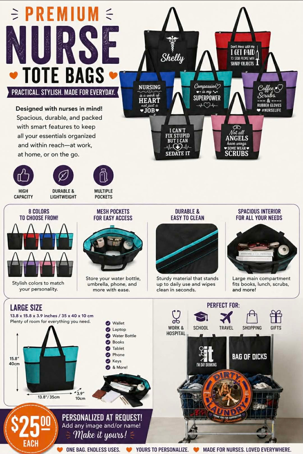 🩺💜 NURSES DESERVE A BAG WITH ATTITUDE!